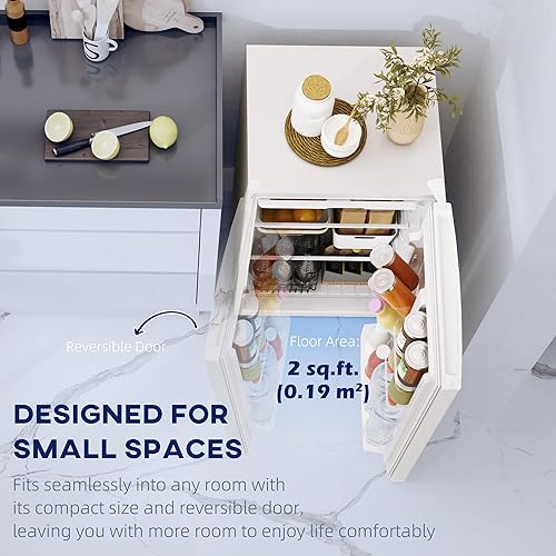 Miniatura 7 de HOMCOM Mini refrigerador de 4.5 pies cúbicos con congelador, refrigerador pequeño de una sola puerta con termostato ajustable, eficiencia