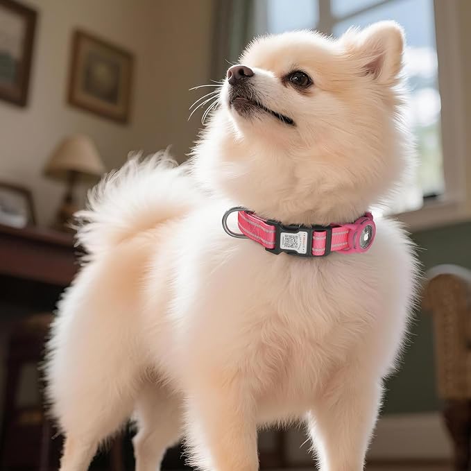 Collar Reflectante para Perro con Porta AirTag, Rosa miniatura 8
