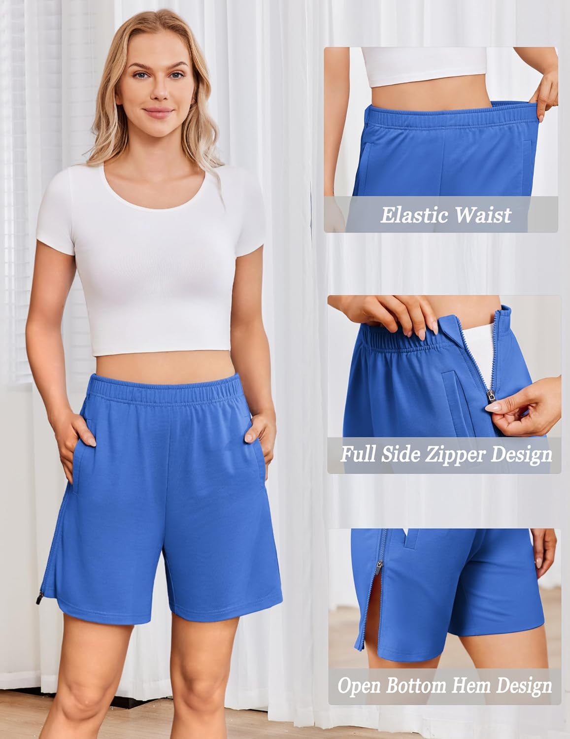 Deyeek Women Tear Away Shorts Adaptive Cotton Athletic Shorts Hip Replacement After Knee Surgery Recovery Pants with Pockets - Image 4