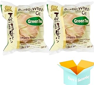 D-Plus Japanese Bread Green Tea Pastry - (2-pack) Japanese Tennen Koubo Wheat Milk Bread | Soft & Sweet | Asian Pastry Roll Cake Snack 2.82oz