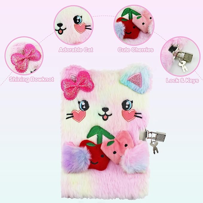 Diario Secreto con Candado para Niñas, Cuaderno de Felpa miniatura 4