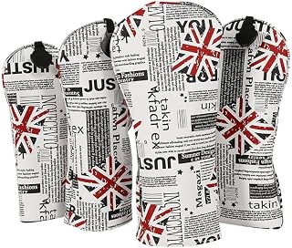 Golf Covers Driver 1 3 5 U Headcovers 4 Piece Set Union Jack Newspaper