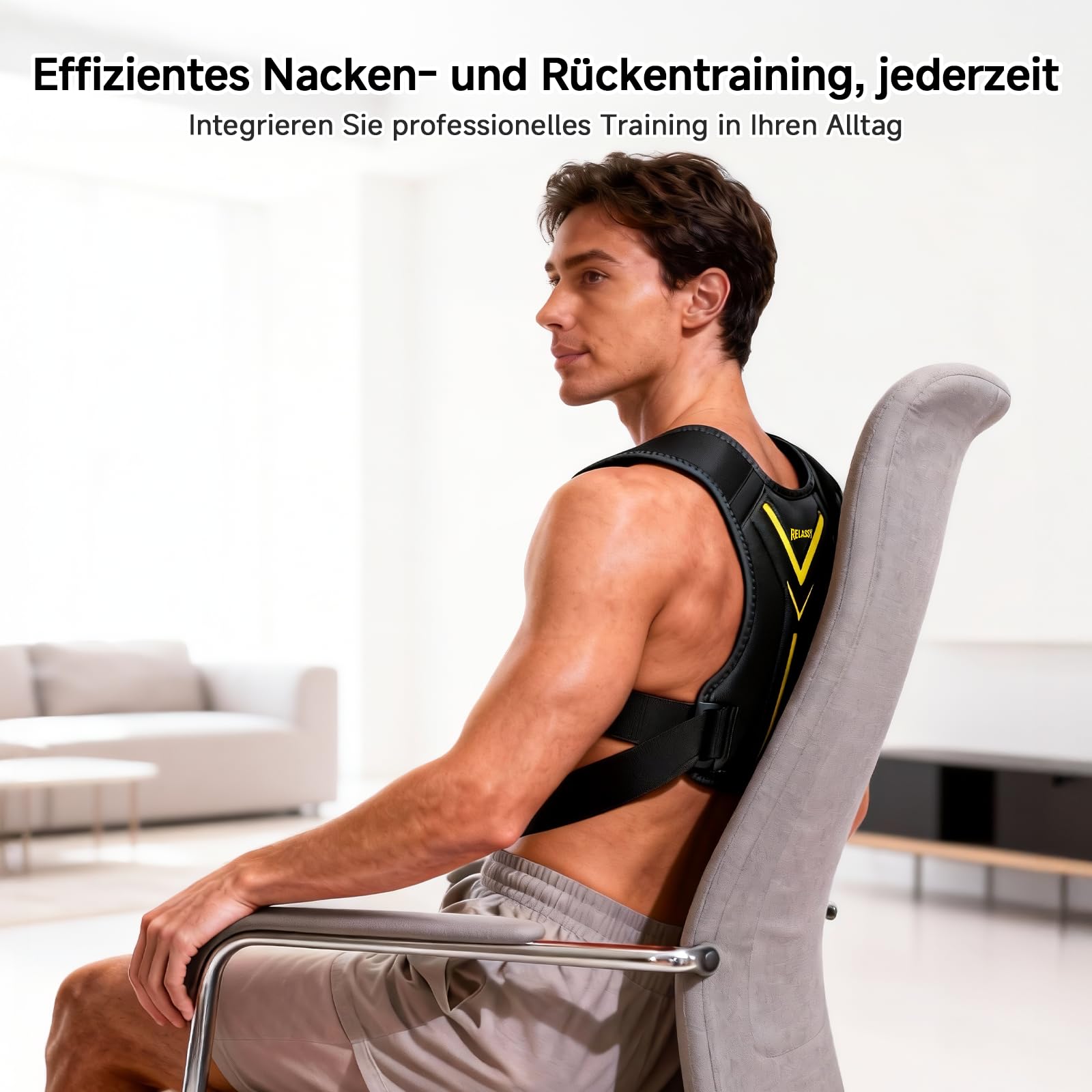 EMS Trainingsgerät für Nacken & Rücken, EMS Gerät für Rücken Muskelaufbau mit Display-Fernbedienung,30 Intensitätsstufen,10 Modi, EMS Trainer zur Nacken Muskelstimulation, Rückentrainer Nackentrainer