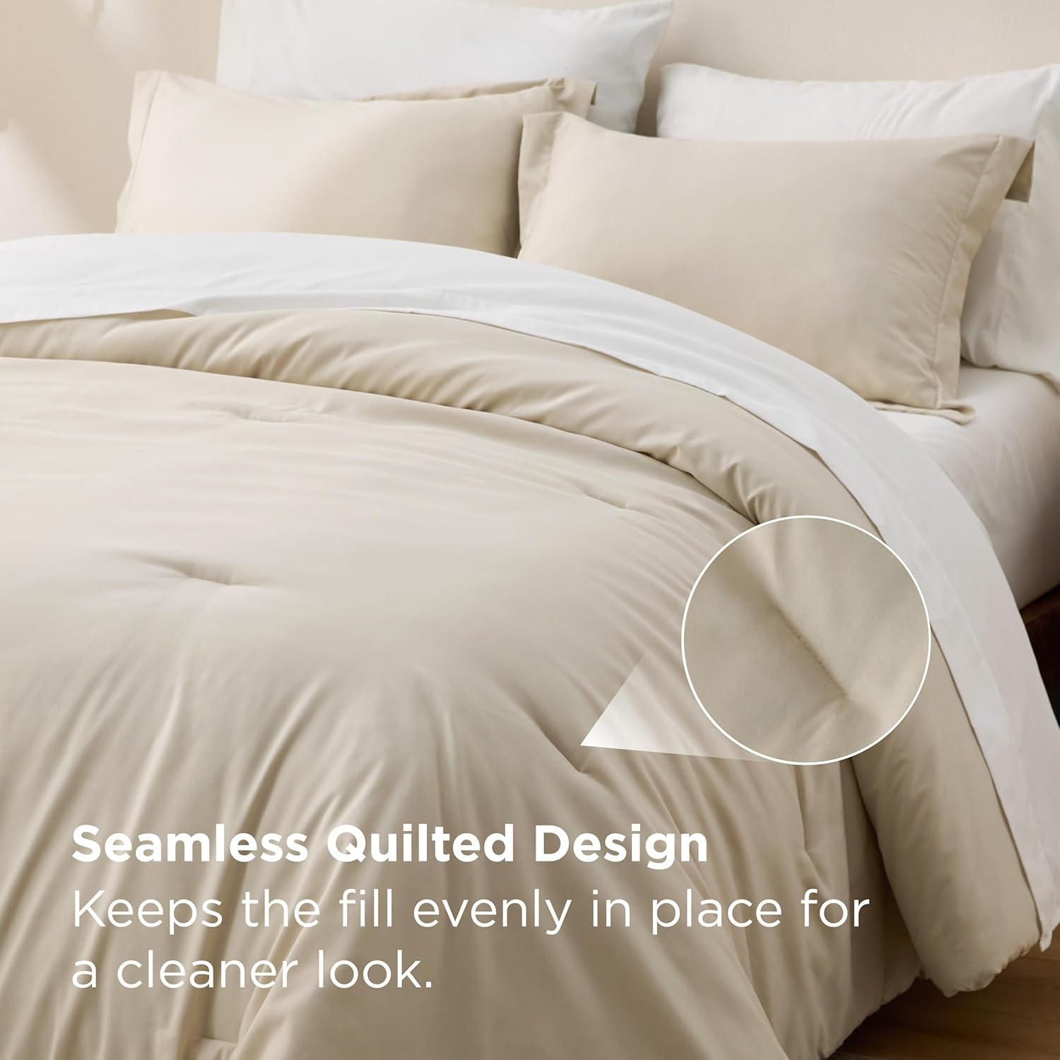 Bedsure Oversized Queen Comforter Set - 7 Pieces Beige Oversized Queen Bedding Set for All Seasons, Boho Contrasting Design Bed in a Bag with Comforter, Sheets, Pillowcases & Shams - Image 9