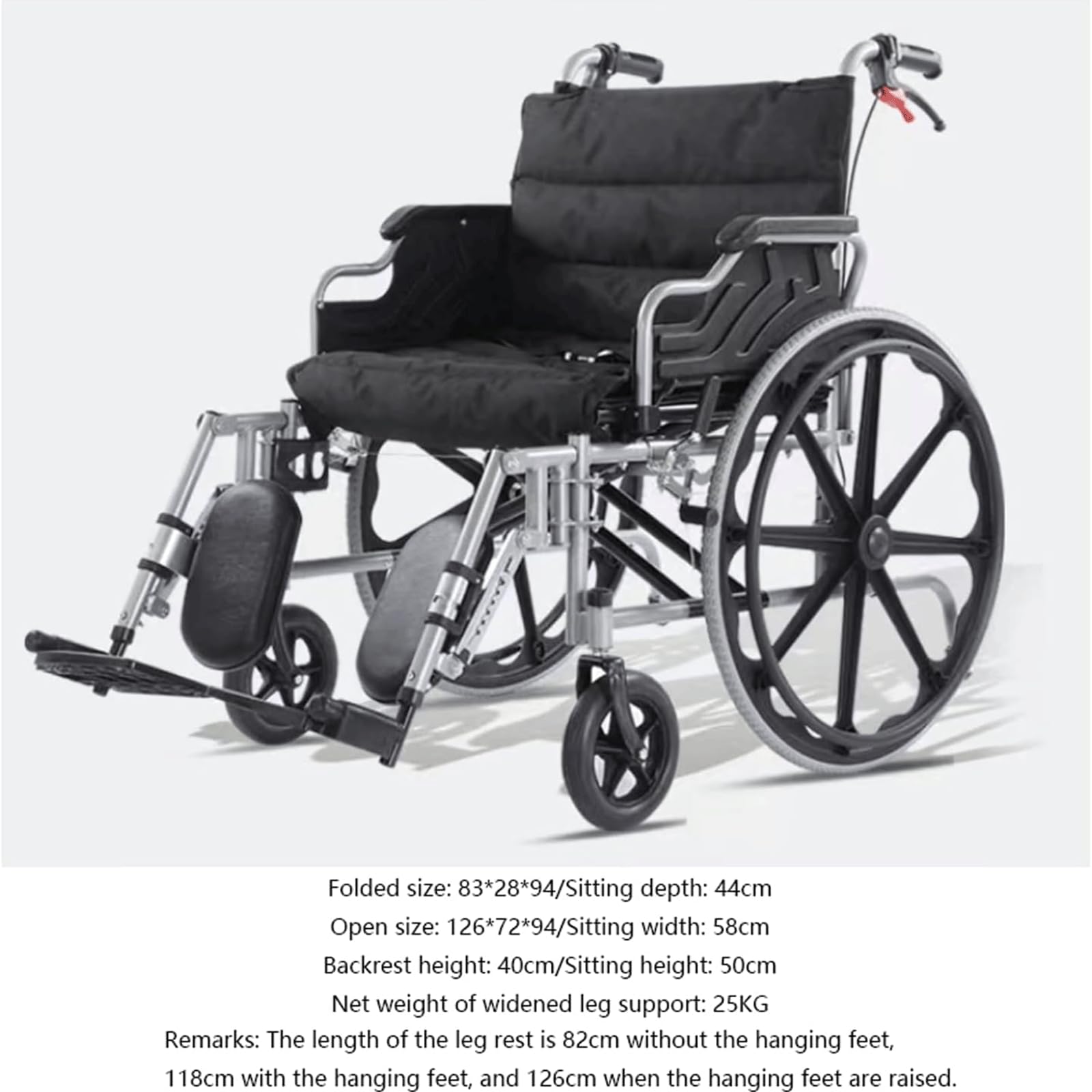 Silla de Ruedas de Transporte Silla de Ruedas Plegable Deo Al Carbono Silla de Ruedas Manual Ligera/Black