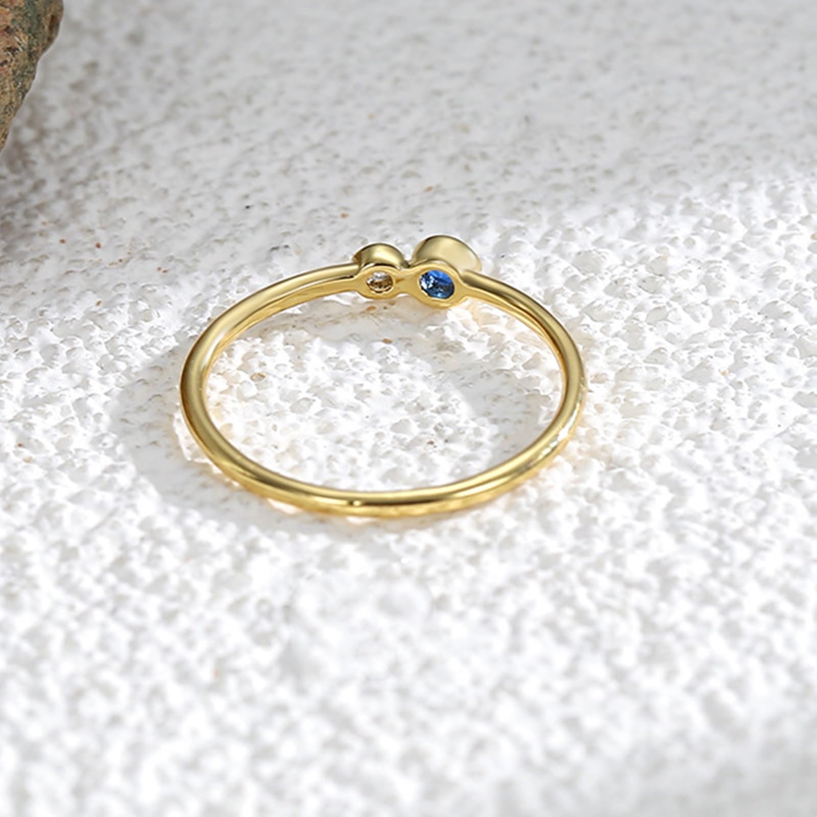Anillos de zafiro para mujer, oro auténtico, alianzas de oro de 9 K/14 K/18 K, oro amarillo delicado para mujeres