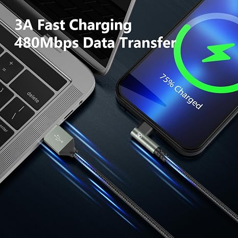 90 Degree iPhone Charger 6FT [Apple MFi Certified] 3Pack Lightning Cable