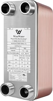 AB Plate Heat Exchanger, 4"x12" 30 Plates Water To Water Heat Exchanger, Copper/SS316L Stainless Steel Brazed Plate Heat Exchanger For Floor Heating, Water Heating, Snow Melting