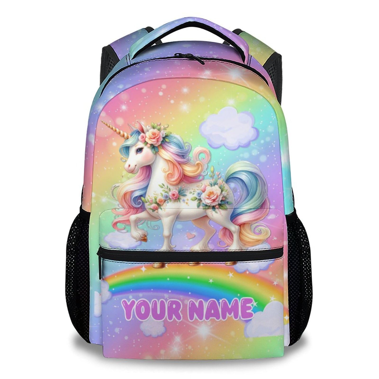 BEOIIBIRD Custom Kids Backpack for Girls, 17 Inch Unicorn Backpacks for Middle School, Cute Durable Lightweight Bookbag for Teens