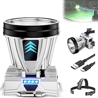 Super Bright Rechargeable High Power Headlamp, Head Lamps LED Rechargeable Super Bright, Waterproof Headlamp Flashlights for Outdoor Camping Running