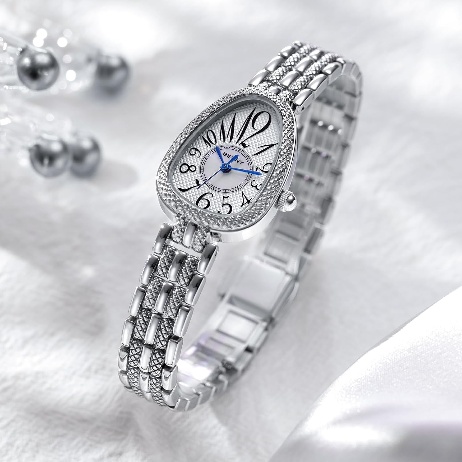 BERNY Silver Watches for Women, Dainty Ladies Wrist Watch, Vintage Serpent Series Watch, Women’s Luxury Birthday Gifts, Japanese Quartz Movement All Stainless Steel 3ATM Waterproof