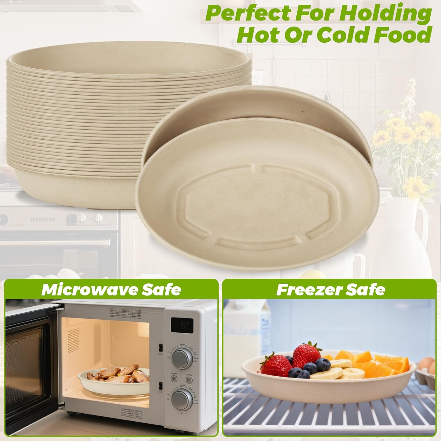 MIVIDE 100 Pack 28 oz Oval Paper Bowls, Disposable Chi-potle Style Oval Bowls, Disposable Oval Bowls for Serving Nacho, Burrito, Salad, Baked Potato, Chips and Cheese