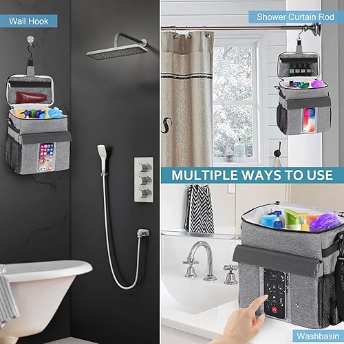 Miniatura 6 de Bolsa de ducha portátil, grande de malla de secado rápido, organizador de ducha colgante con compartimento para zapatos húmedos y secos, para