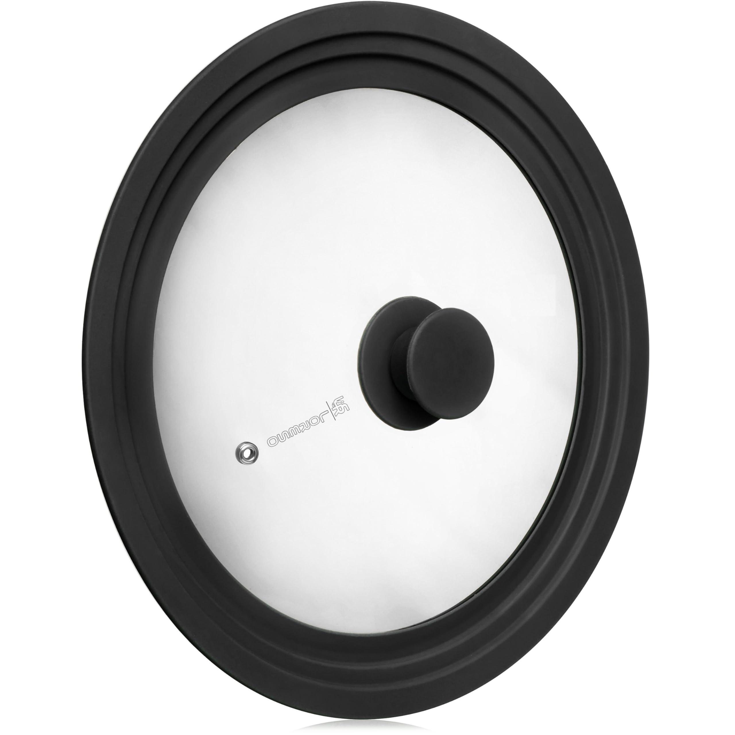 Loreso - Tapa de vidrio de silicona negra – Tapa universal de vidrio de silicona para ollas, sartenes y sartenes de 10, 10.5, 11 y 11.5 pulgadas, tapa de vidrio templado con rejillas de ventilación de