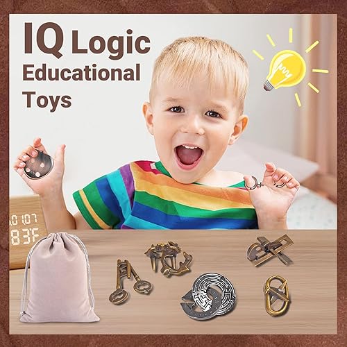 Miniatura 6 de 6 rompecabezas de alambre de metal para el cerebro, juguete de desbloqueo de prueba de inteligencia mental, juego de rompecabezas de desafío