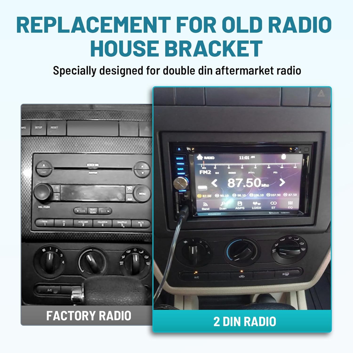 NuIth Double DIN Installation Kit W/Radio Wire Antenna Adapter for Select 2004-2010 Ford Edge/Explorer /F150/Fusion 2004-2009 Mercury Double DIN Radio Install Dash Kit