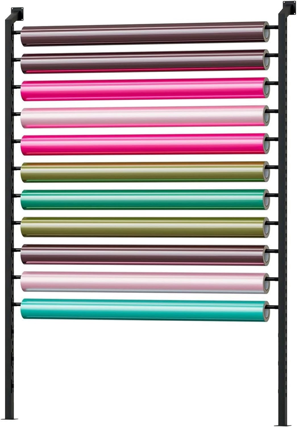 8 10 12 15 Rolls Metal Car Vinyl Holder with Adjustable Hanging Rod, Textile Fabric Roll Storage Rack, Multi-Use, for Wallpaper, Car Window Film, Banner, Poster, Wrap Material