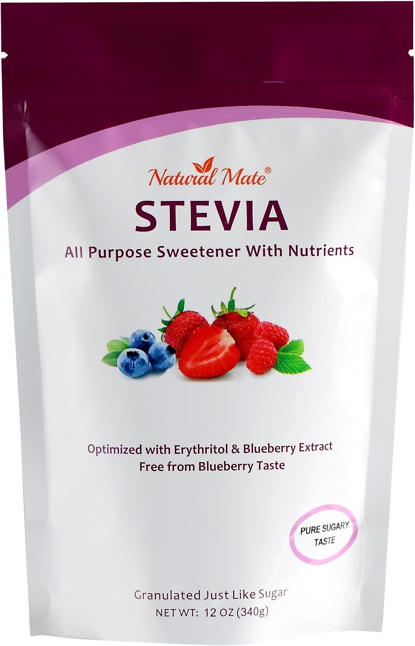 Stevia with Blueberry Nutrients - Packed with Superfoods - 2x Sweeter but 2x Healthier - Gluten-Free - Organic and Non-GMO|12 OZ (Pack of 1)