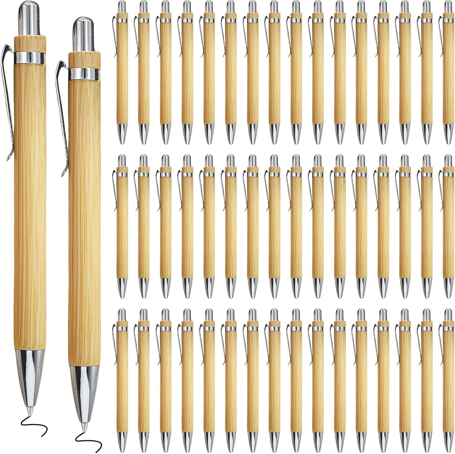 GAOUTO 40 PCS Bolígrafo de bambú personalizado, bolígrafo retráctil, pluma ligera y ecológica, perfecto para la escuela y la oficina, tinta