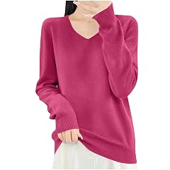 Cashmere Sweater for Women V Neck Long Sleeve Wool Blend Knit Tops Casual Lightweight Warm Cozy Pullover Sweaters