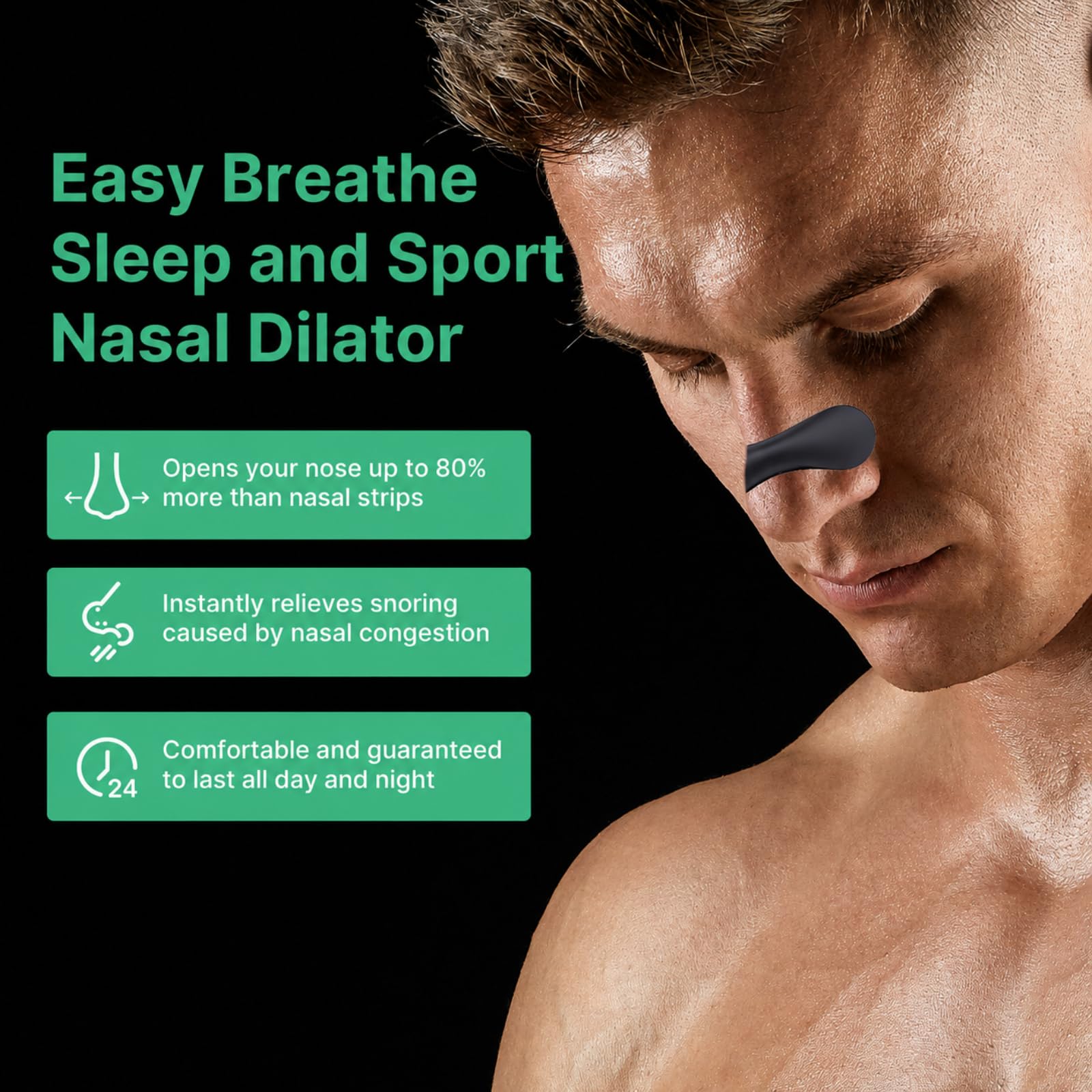 Nasal Strips for Snoring – Reusable Nose Strips, Improve Breathing Sleeping Quality & Nasal Congestion Relief, Snoring Solution Nasal Dilators to Open Passages & Improve Airflow, Black (30 Counts) — Amazon image 7