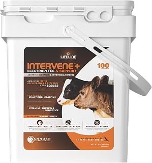 ANNUSO LIFELINE Intervene+ Electrolyte & Support Supplement for Calves, 10lb Pail - Advanced Hydration, Digestive Support & Immune Strength - Easy Mix Powder