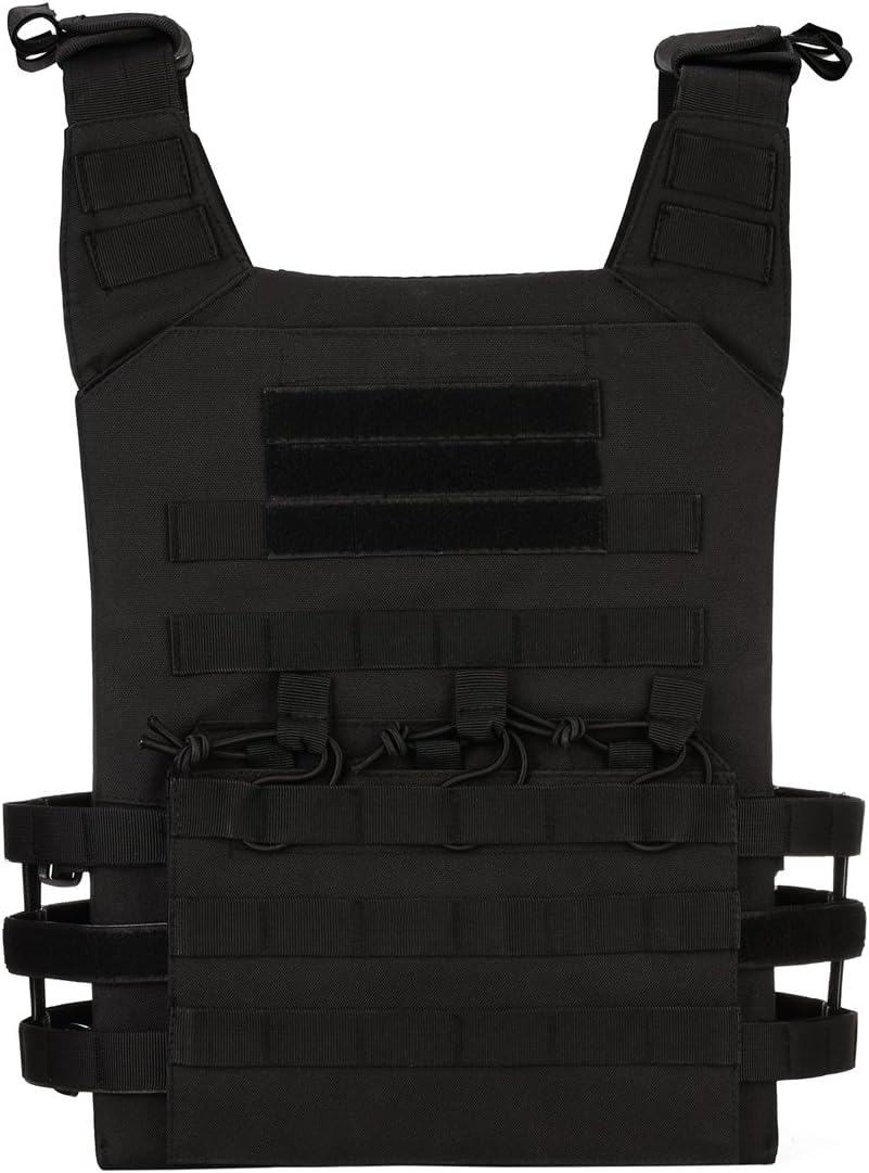 UNISTRENGH Fully Adjustable Tactical Vest Tough 900D Nylon Paintball Battle Vest with Detachable EVA Protective Safety Guard