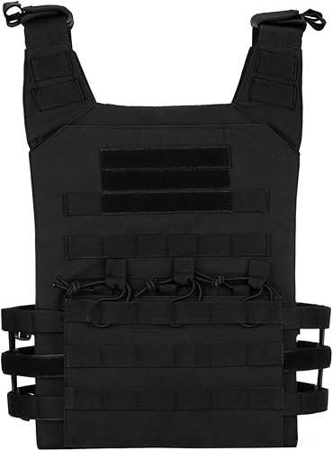 Miniatura 7 de UNISTRENGH Chaleco táctico totalmente ajustable resistente de nailon 900D para paintball con protector de seguridad de EVA desmontable Verde