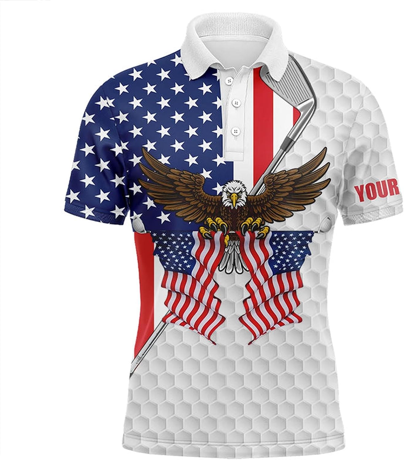 Patriotic American Flag Eagle Golf Polo Shirt for Men and Women - Customizable Design Comfortable Fit Perfect for Golf Enthusiasts Performance Golf Polo Shirt Personalized N5719