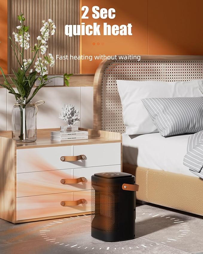 Calefactor Eléctrico Portátil 1500W PTC con Termostato y Temporizador miniatura 5