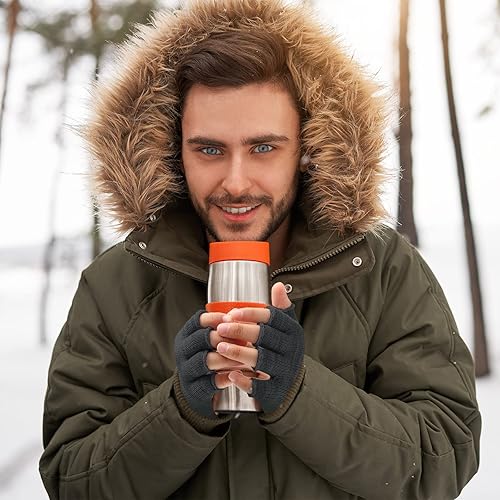 Miniatura 7 de SATINIOR 4 pares de guantes de invierno de medio dedo, guantes de punto sin dedos, guantes elásticos cálidos para hombres y mujeres