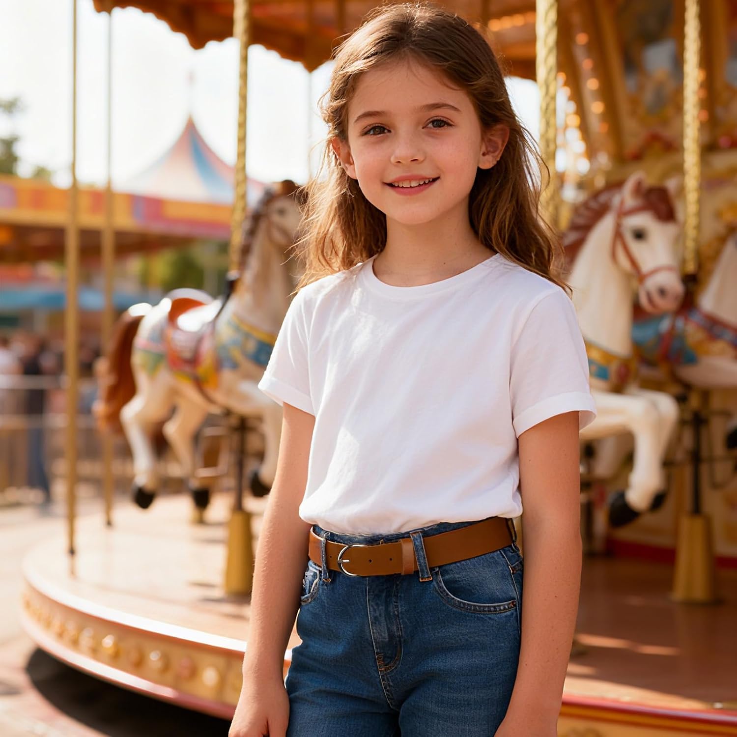 Mikovivi 3pcs Elastic Girl Belt for Kids Toddler Size 10-12, Skinny Children Leather Belt Clothing Accessories Supplies