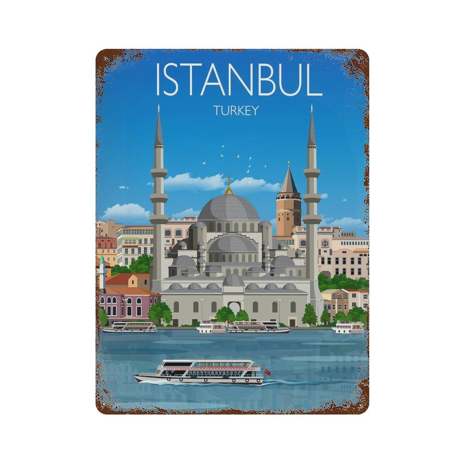 xiaoxiaoshen Travel of Istanbul Turkey Wall Decor Art Metal Tin Poster Modern Home Decor Art Home Bar Shop Decorations Vintage Sign 40x30cm