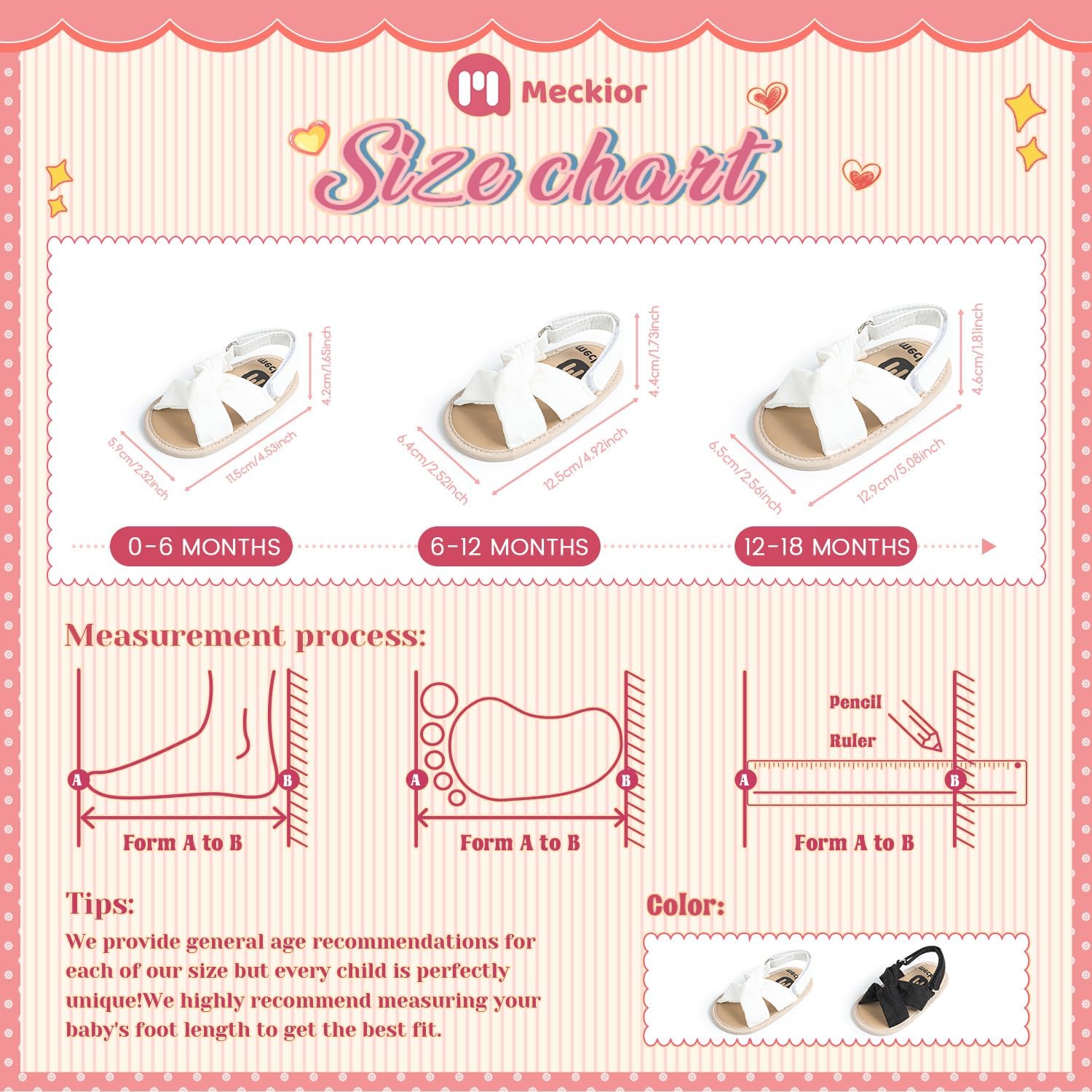 Meckior Infant Baby Girls Boys Summer Sandals Open Toe Lace Princess Dress Wedding Flats Shoes Newborn Toddler Soft Non-slip Sole First Walker Crib Shoes