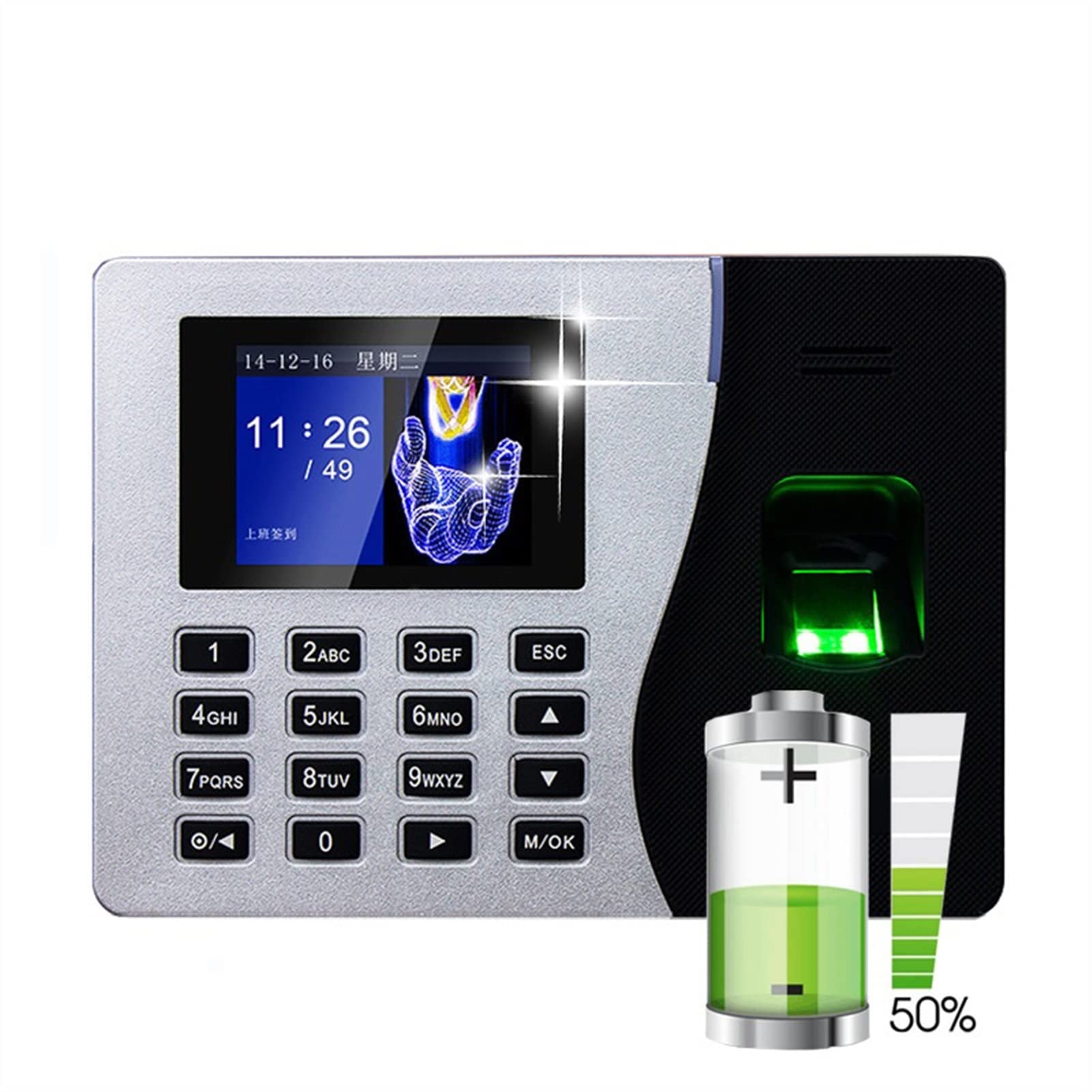 Zeiterfassungssystem mit TCP/IP- und USB-Anschluss, biometrischem Fingerabdrucksensor, K14-ID