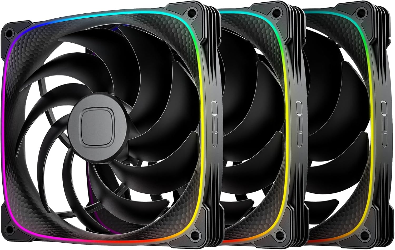 Kit 3 Fans Geometric Future Squama 2503B-14T ARGB Preto