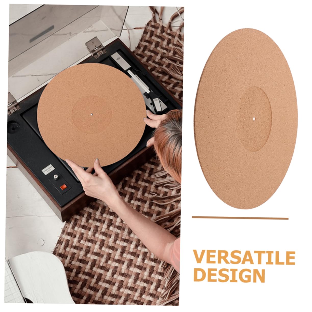 DECHOUS 3pcs Cork Record Pad Turntable Mat for Record Player Vinyl Mat Turntable Accessories