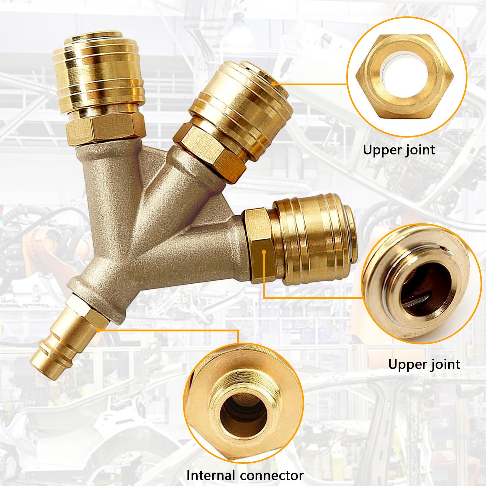 3-fach Druckluftweiche Aus Messing - NW 7.2 1/4 AG Verteiler Mit Kupplungen Für Werkstatt