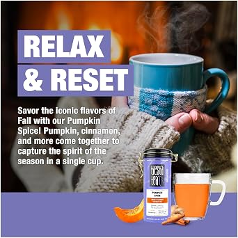Tiesta Tea - Pumpkin Spice Rooibos Loose Leaf Tea | Premium Caffeine-Free Herbal Infusion, Refillable Tin Can, Brew Hot or Iced, Makes up to 50 Cups, 5 Ounce