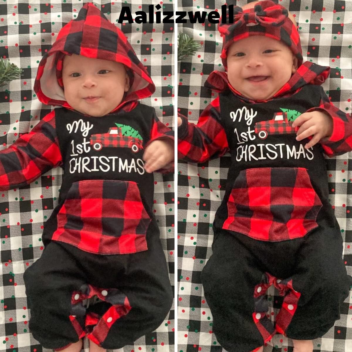 Aalizzwell Newborn Infant Baby Boys Girls Christmas Hooded Romper - Image 2