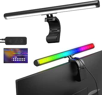 Smart Monitor Light Bar with RGB Backlight, Software-Controlled Display Color & Music Sync, LED Desk Lamp for Gaming and Work