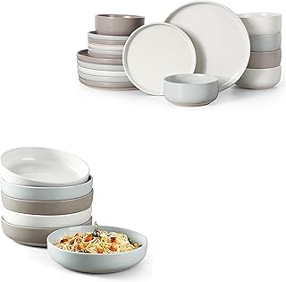 HaWare Dinnerware Sets, 24-Piece Stoneware Plates and Bowls Set for 6, Ceramic Dish Set for Home Restaurant, Chip and Scratch Resistant, Microwave and Dishwasher Safe, Speckled Multicolor