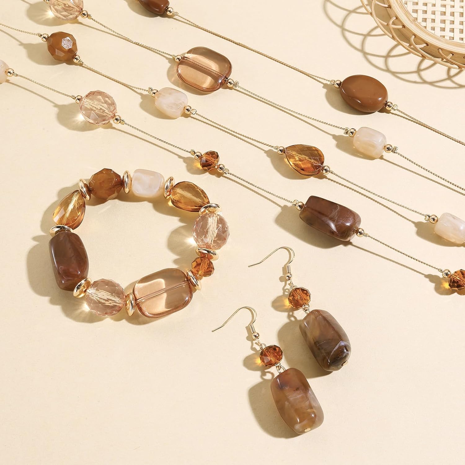 Coiris Statement Multistrand Necklaces Earrings Bracelets Jewelry Sets for Women Chunky Crystal Beaded Jewelry Sets Gifts for Women - Image 5