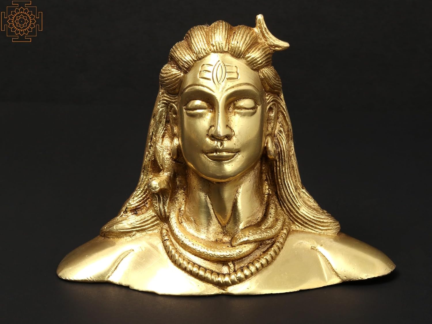 Exotic India 5" Adiyogi Lord Shiva Brass Statue Handcrafted Hindu God for Meditation Room, Yoga Studio and Zen Home Décor