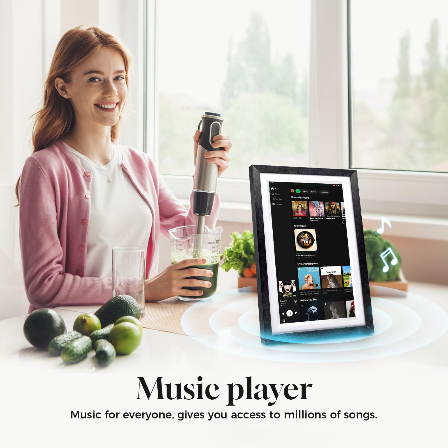 15.6" Digital Google Calendar+Pen,No Subscription|All-in-one Smart Display:Photo Frame,Google Play Apps,Voice Assistant,Home Hub,Streaming|Built-in Battery|Wall&Desk|Anti-Glare Touchscreen|Walnut Wood