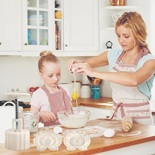 Miniatura 9 de Molde de prensa estampado de pastel de luna de mediados de otoño, postre de pastel de luna prensado a mano con 1 flor estampada, molde de prensa de
