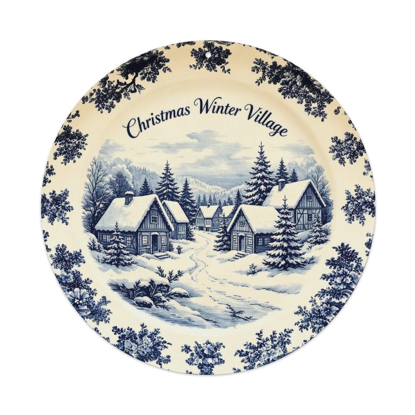 Christmas Winter Village Metal Tin Sign Plaque