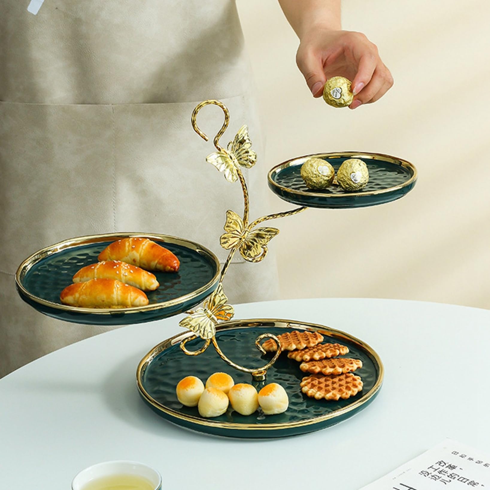 ディスプレイスタンド 3段 ケーキスタンド 直径25.5cm アフタヌーン