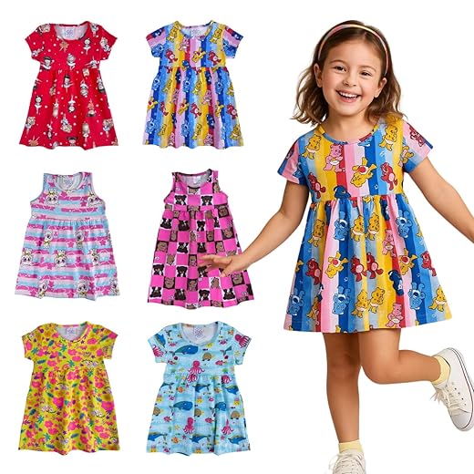 Kit 5 Vestidos Menina Infantil Godê 100% Algodão Sublimado Verão