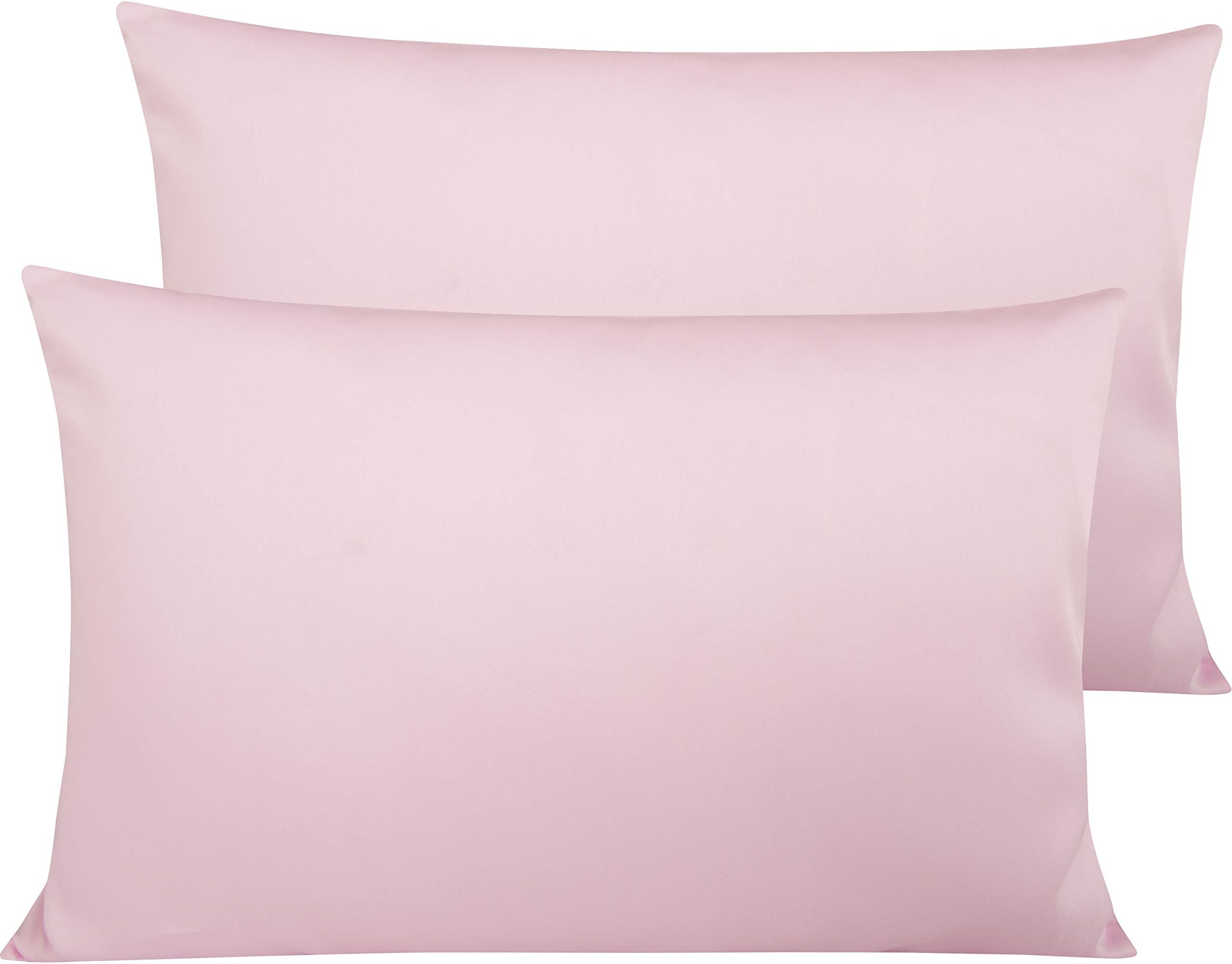 Egyptian Cotton Queen Pillowcases - Set of 2, 500 Thread Count Cotton Pillowcases - Soft and Breathable Envelope Closure Pillow Cases - 20x30 Pillow Covers for Bed, Pink